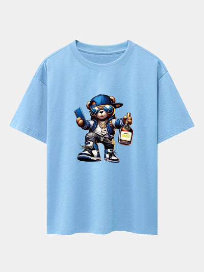 Melquíades® | Hip Hop Bear Print Drop Shoulder Oversize T-Shirt