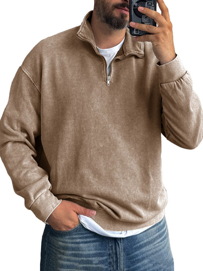 Fernando® | Men'S Basic Zip Stand Up Sweatshirt