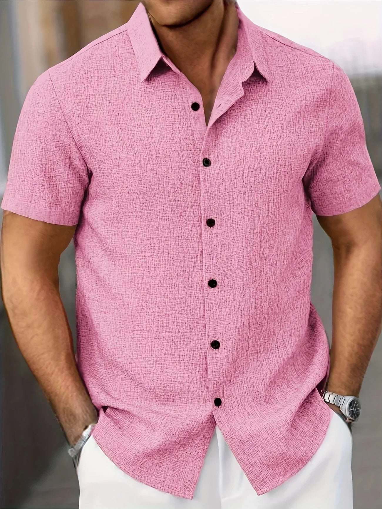 Pax | Lightweight short-sleeved linen blend shirt