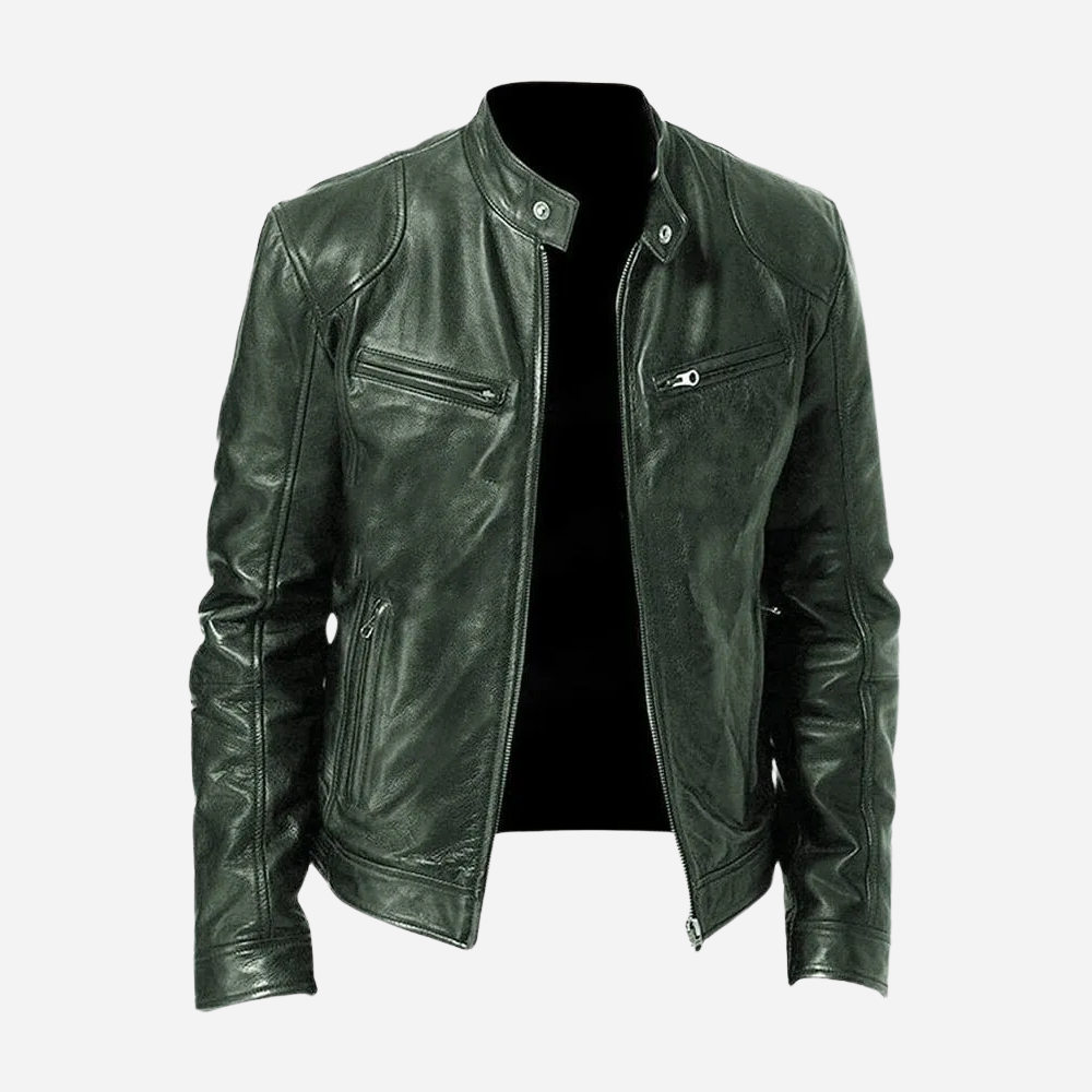 Fidelio | Casual leather jacket with zipper and stand-up collar