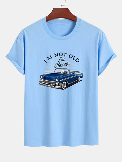 Mencio® | Car Slogan Print Cotton T-Shirt