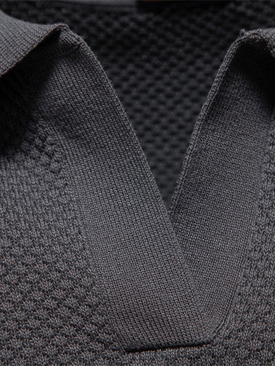 Lincoln | Pineapple Texture Knit V Neck Polo