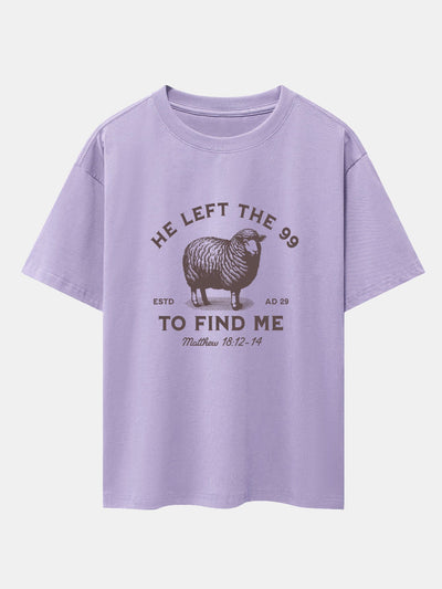 Jayden® | The Lost Lamb Print Drop Shoulder Oversize T-Shirt