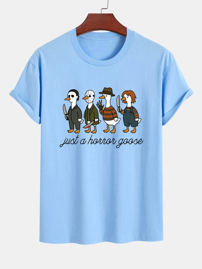 Jaber® | Regular Fit Halloween Horror Goose Print Cotton T-Shirt