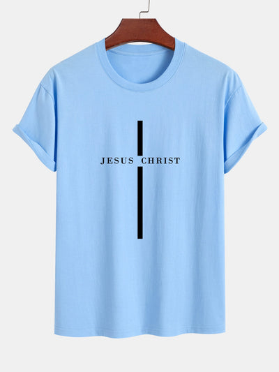Odón® | Jesus Christ Stripe Print Cotton T-Shirt