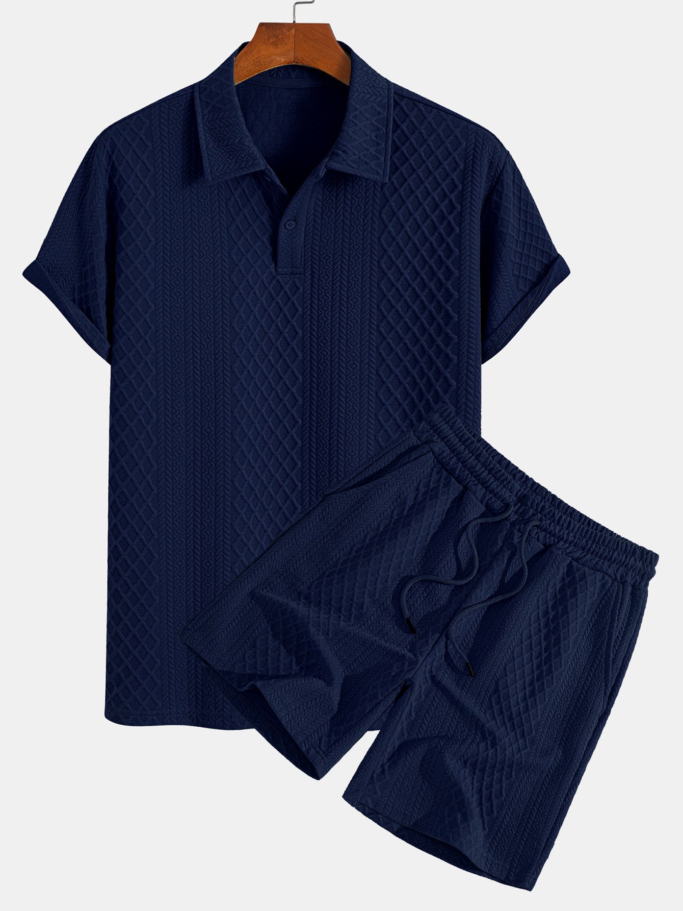 Edgardo® | Geometric Diamond Jacquard Polo & Shorts