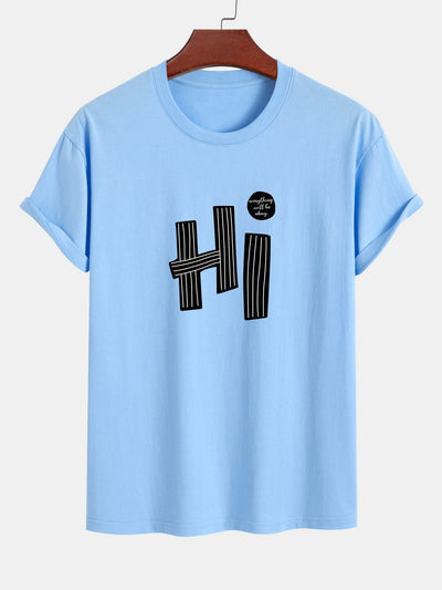 Mercurio® | Hi Slogan Lines Print Cotton T-Shirt