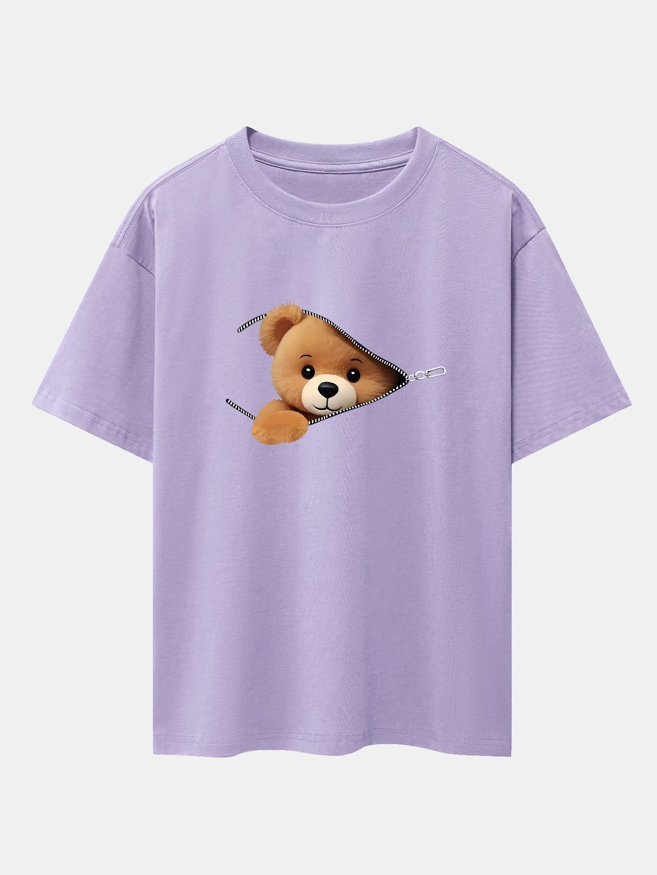 Gumersindo® | Zipper Bear Print Drop Shoulder Oversize T-Shirt