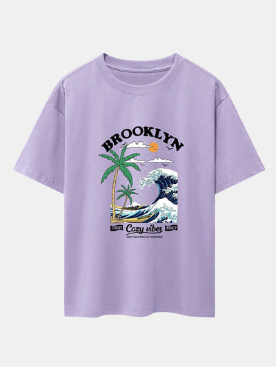Alair® | Beach Waves Print Drop Shoulder Oversize T-Shirt