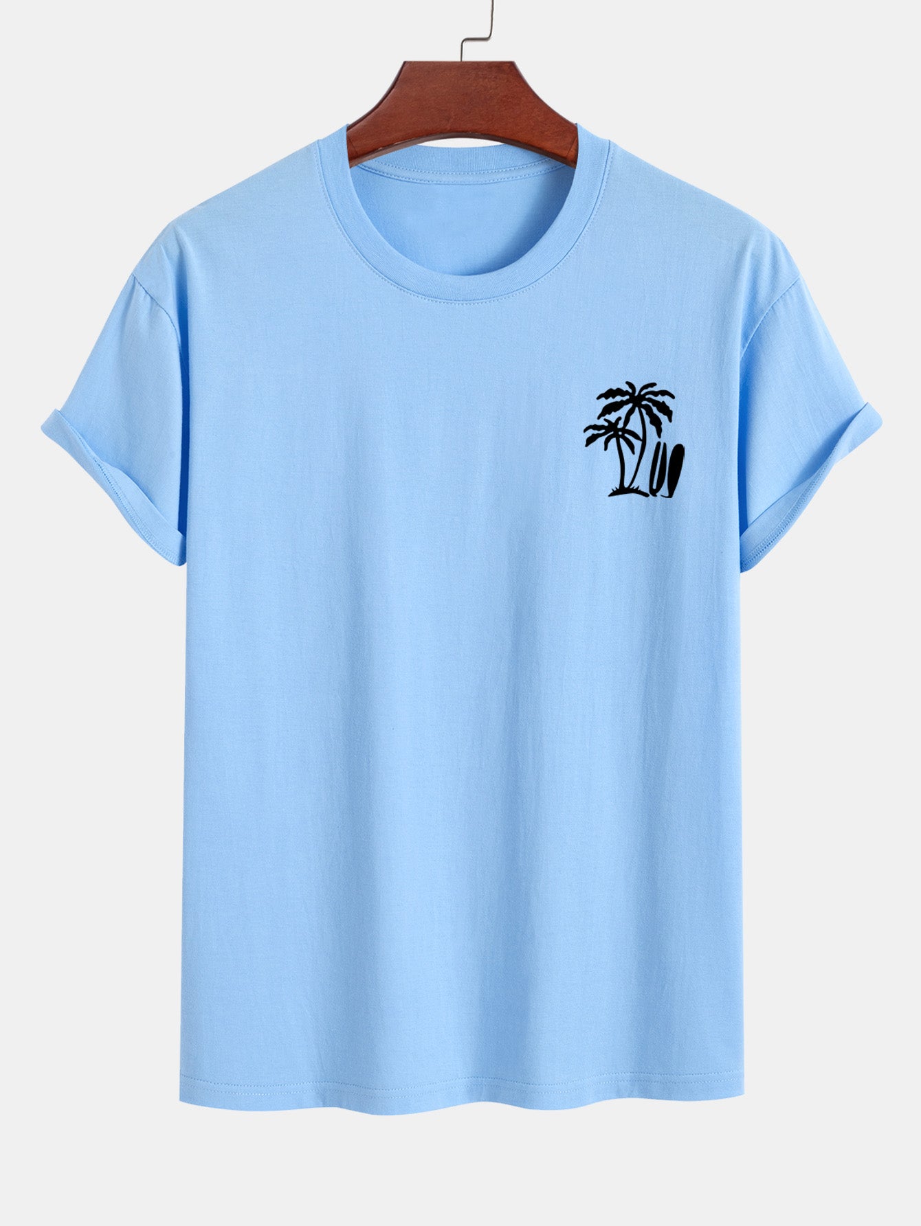Darío® | Palm Tree Surfboard Print Cotton T-Shirt