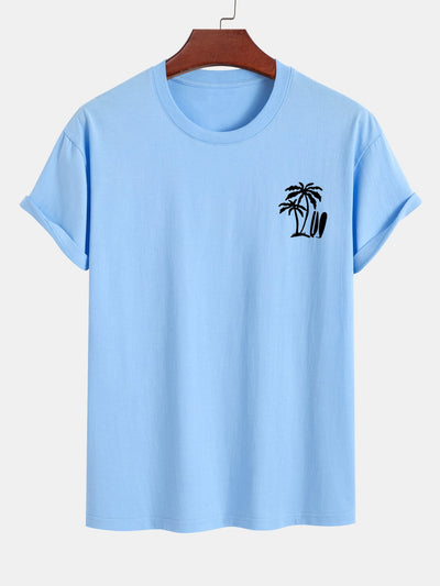 Darío® | Palm Tree Surfboard Print Cotton T-Shirt