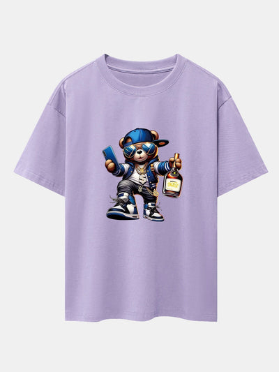 Melquíades® | Hip Hop Bear Print Drop Shoulder Oversize T-Shirt