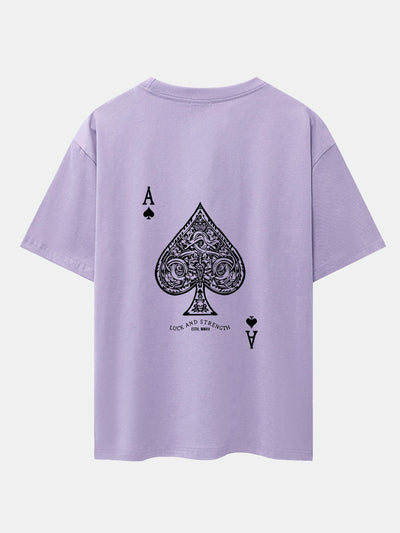 Ahab® | Ace Of Spades Print Drop Shoulder Oversize T-Shirt