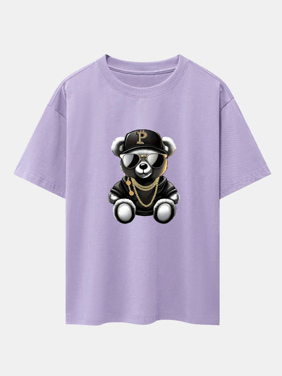 Miqueas® | Hip Hop Bear Print Drop Shoulder Oversize T-Shirt