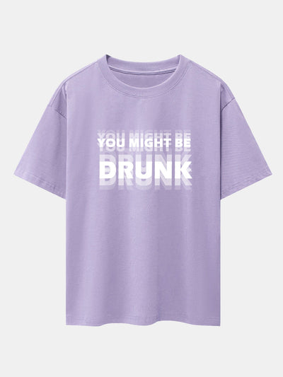 Clark® | You Might Be Drunk Print Drop Shoulder Oversize T-Shirt