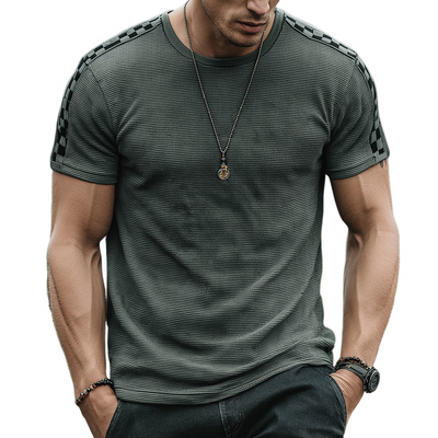 Blake | Men'S Retro Casual Waffle Checkerboard Round Neck Short Sleeve T-Shirt