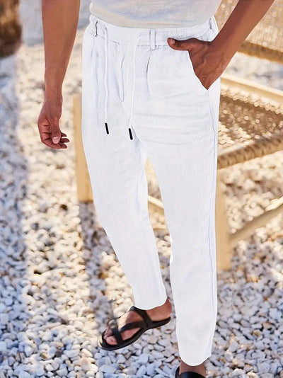 Joshua | Wide-leg linen pants with drawstring