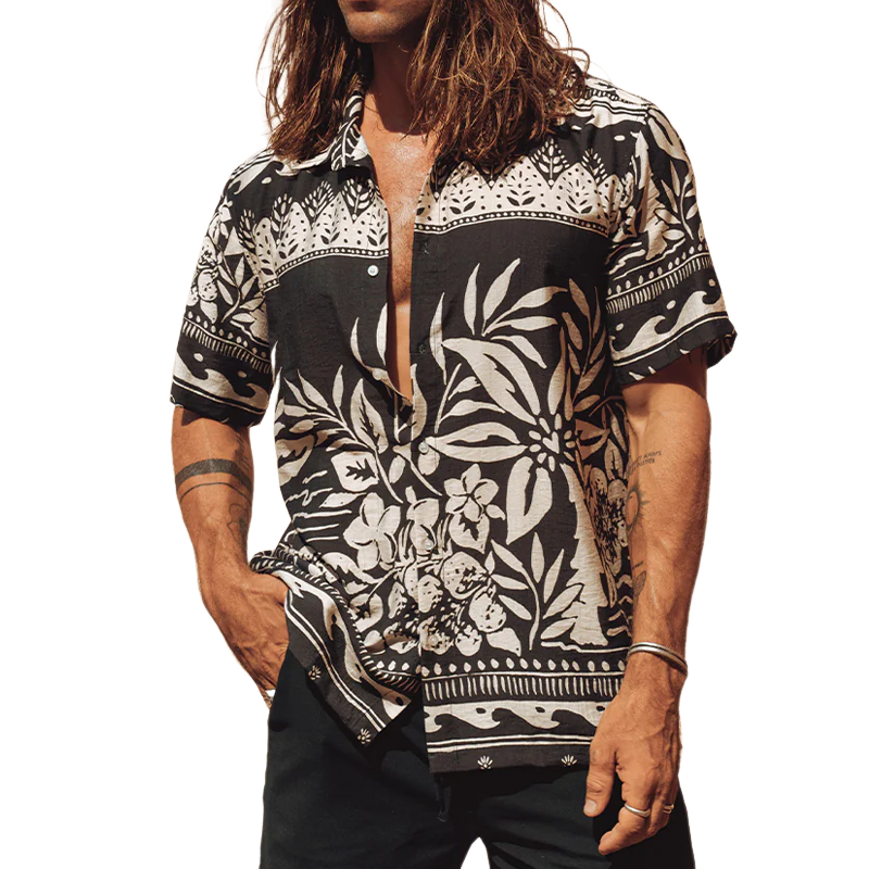 Clint | Men'S Spring And Summer Fashion Casual Tencel Cotton Printed Short Sleeve Shirt