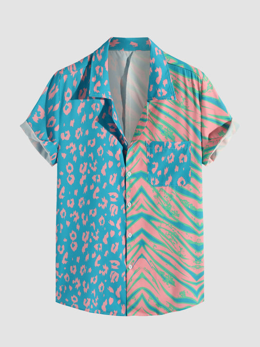 Adolfo® | Animal Pattern Print Patchwork Shirts