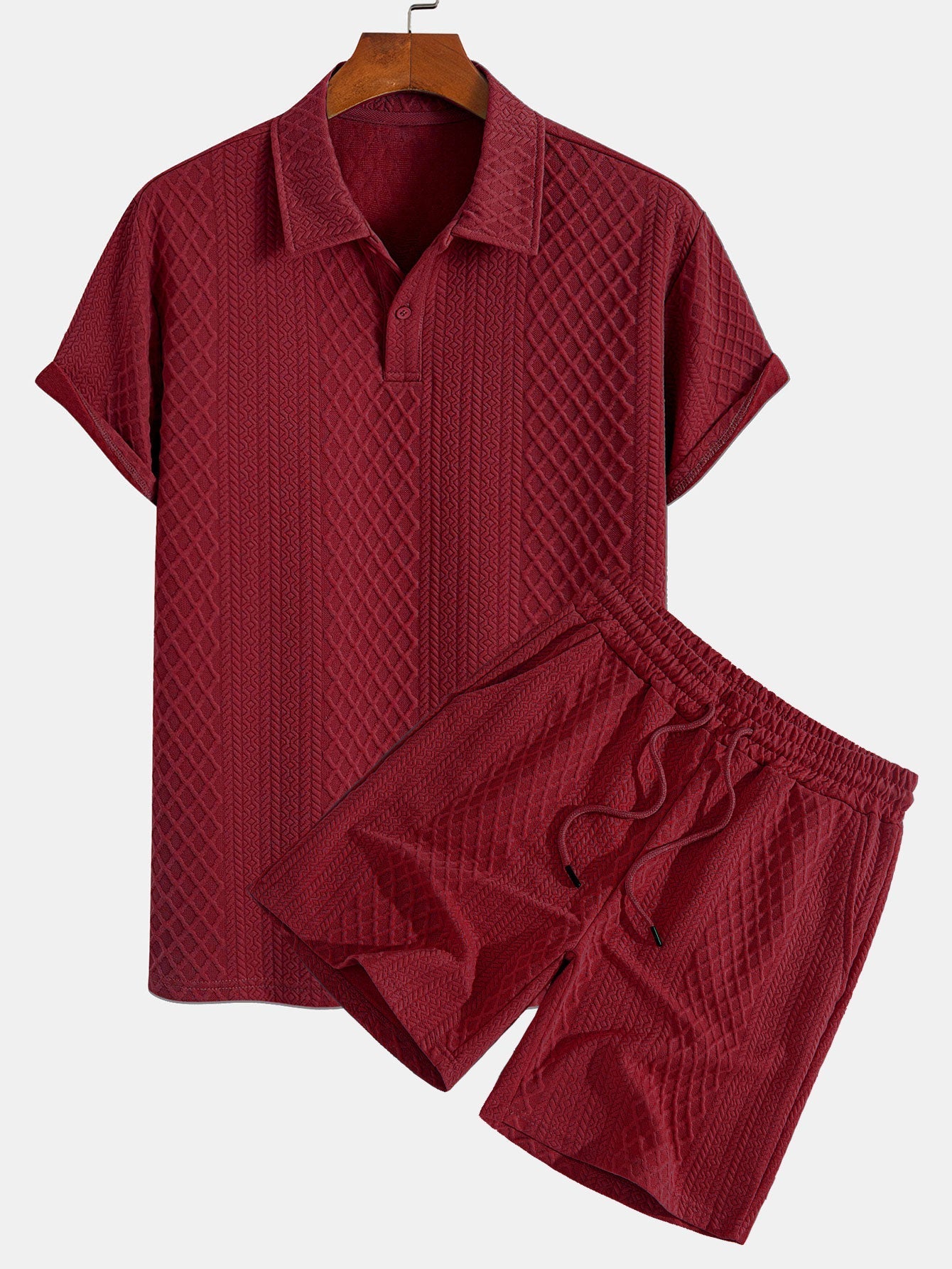 Edgardo® | Geometric Diamond Jacquard Polo & Shorts