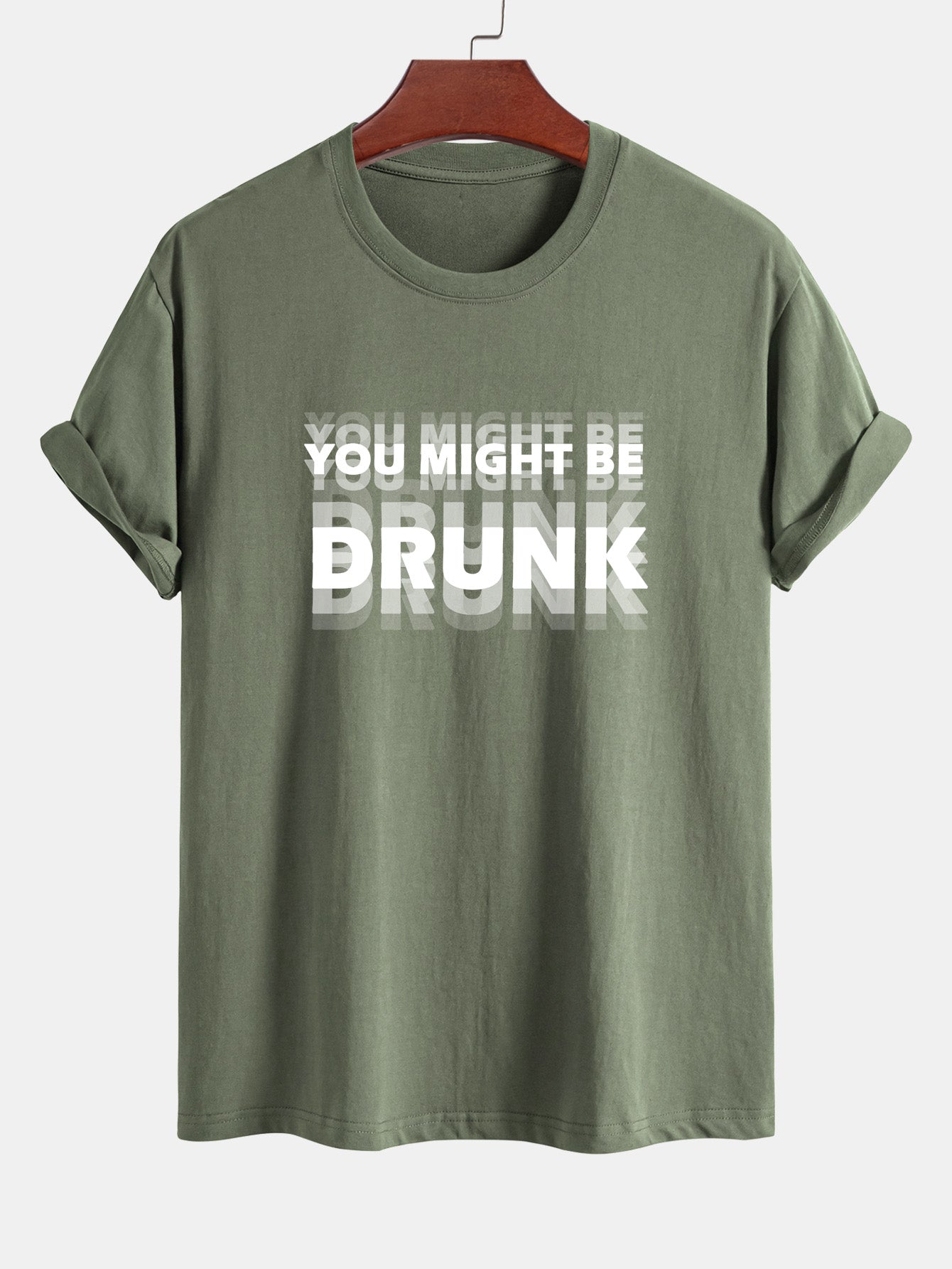 Elijah® | Regular Fit You Might Be Drunk Print Cotton T-Shirt