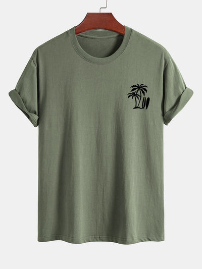 Darío® | Palm Tree Surfboard Print Cotton T-Shirt