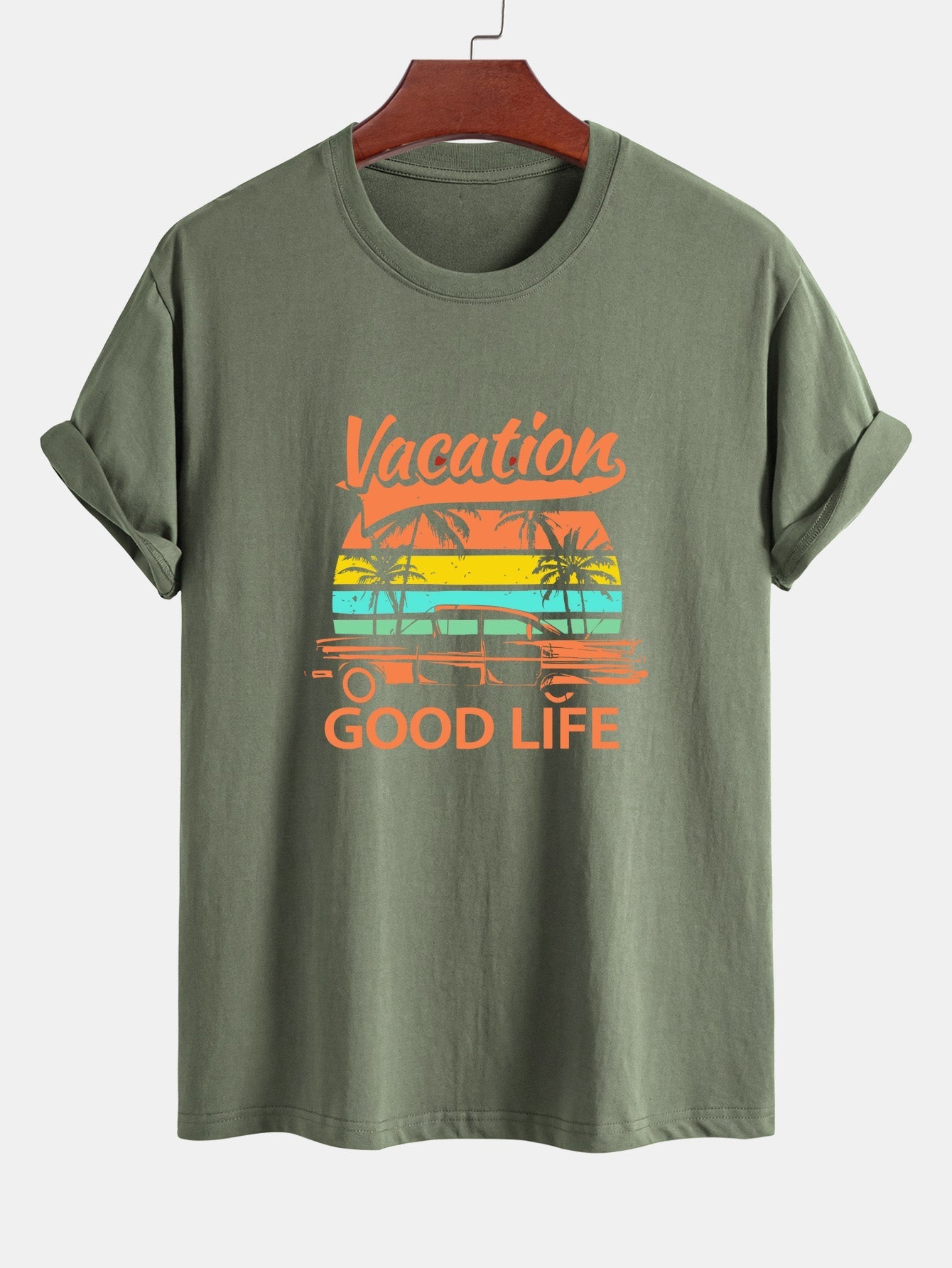 Heladio® | Good Life On Vacation Print Cotton T-Shirt