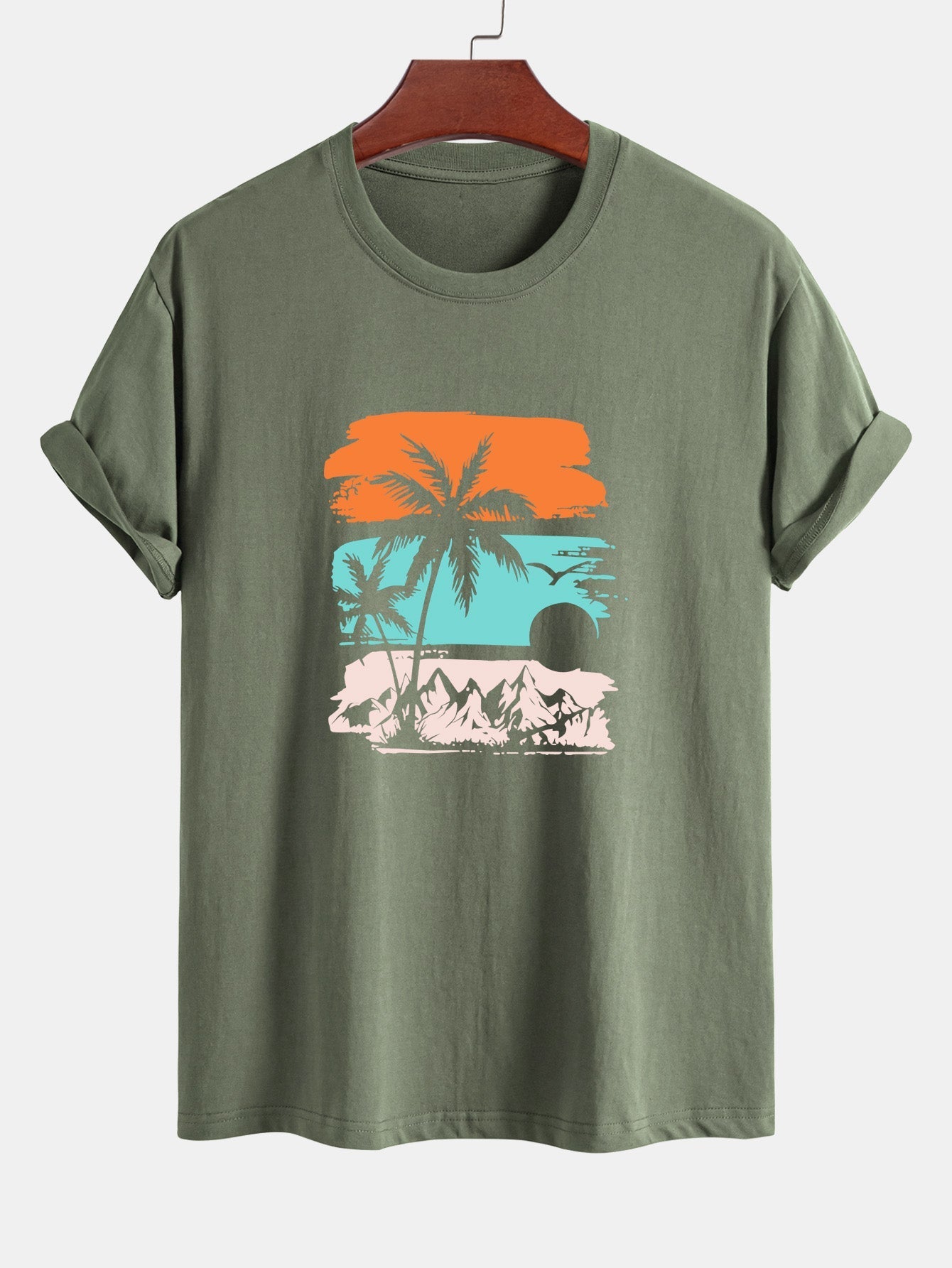 Camilo® | Palm Tree Silhouette Print Cotton T-Shirt