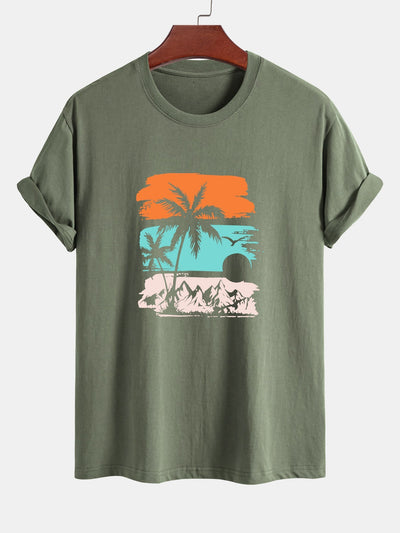 Camilo® | Palm Tree Silhouette Print Cotton T-Shirt