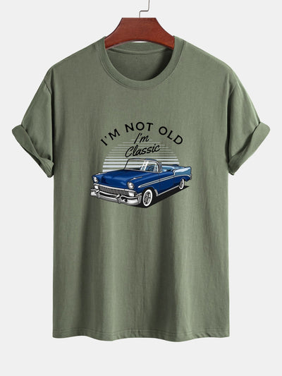 Mencio® | Car Slogan Print Cotton T-Shirt