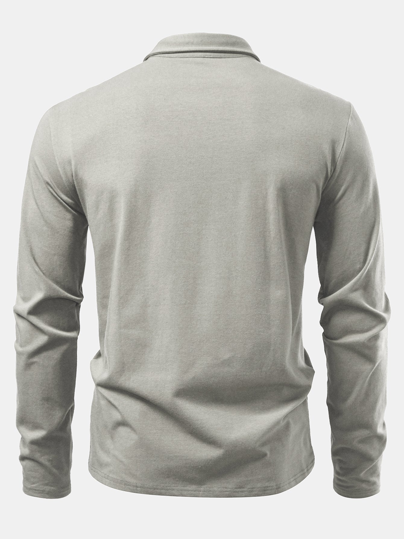 Liam | Solid Long Sleeve Cotton Polo Shirt