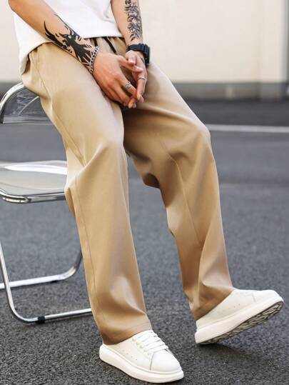 Anatole® | Straight Trousers In Solid Color For Men