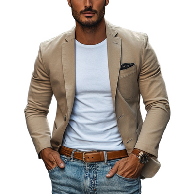 Men's Casal Breathable Cotn Notched Lapel Single Breasted SliFit Blazer