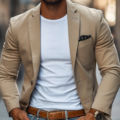 Men's Casal Breathable Cotn Notched Lapel Single Breasted SliFit Blazer