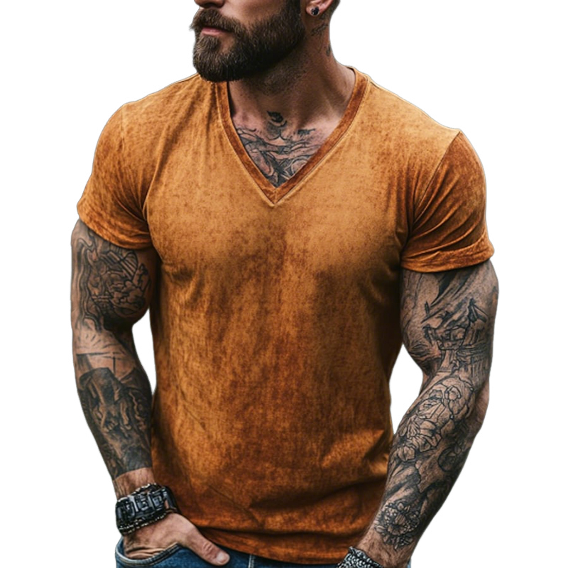 Robert | Men'S Retro Casual Shabby Printed V-Neck Short Sleeve T-Shirt
