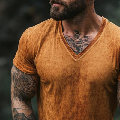 Robert | Men'S Retro Casual Shabby Printed V-Neck Short Sleeve T-Shirt