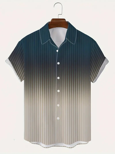 Lurton® | Men'S Short-Sleeved Button-Down Shirt With Gradient And Striped Pattern For Spring/Summer