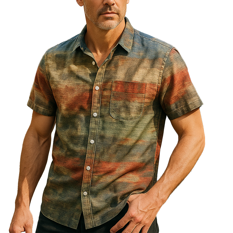 Jerome | Men'S Summer Fashion Printed Polyester Blended Short Sleeve Shirt