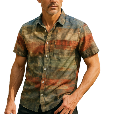 Jerome | Men'S Summer Fashion Printed Polyester Blended Short Sleeve Shirt