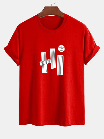 Mercurio® | Hi Slogan Lines Print Cotton T-Shirt