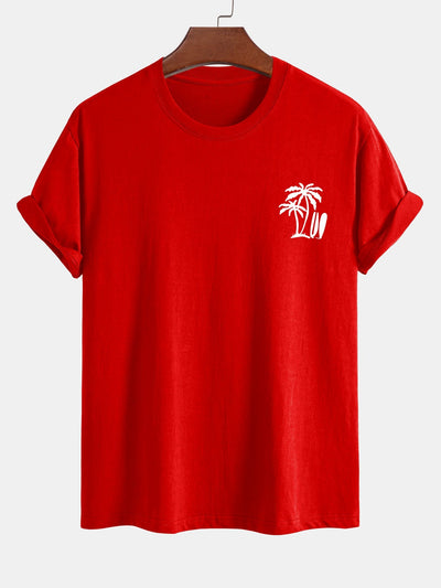 Darío® | Palm Tree Surfboard Print Cotton T-Shirt