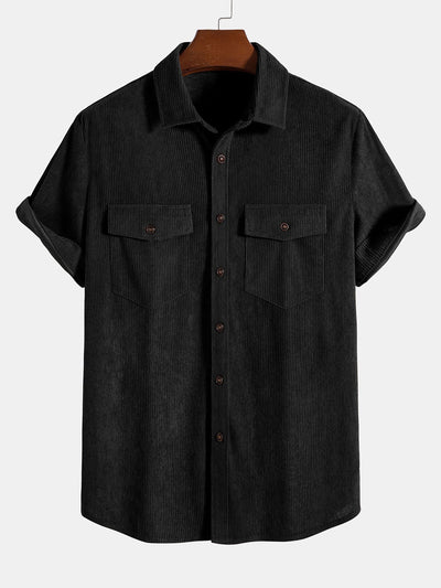 Angelo® | Short Sleeve Patch Pockets Corduroy Shirt