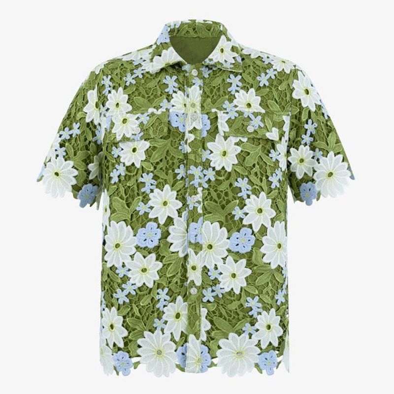 Marvin | Men'S Summer Fashion Embroidered Floral Hollow Sleeve Shirt