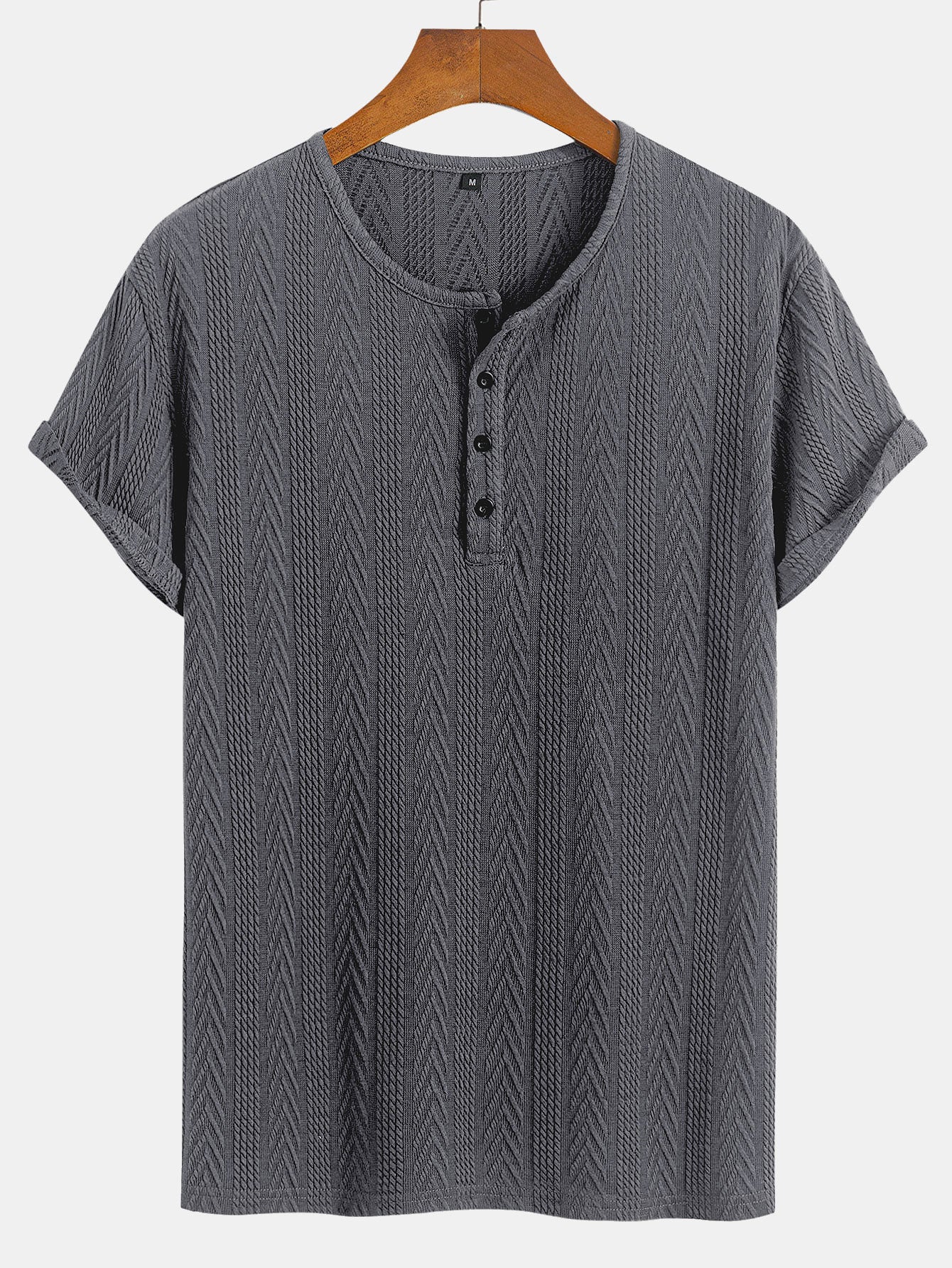 Maximiliano® | Short Sleeve Jacquard Half Open Collar T-Shirt