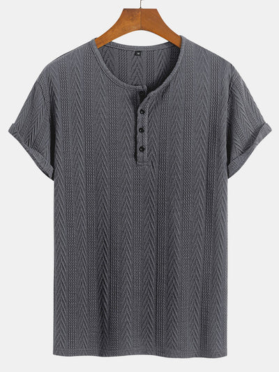Maximiliano® | Short Sleeve Jacquard Half Open Collar T-Shirt