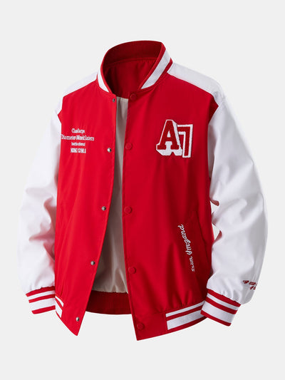 Eliseo® | Relax Fit Contrast Embroidery Baseball Jacket