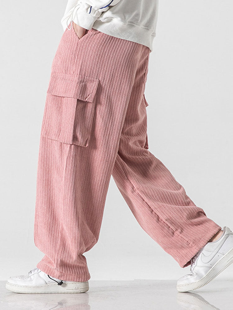 Laudelino® | Relaxed Fit Drawcord Hem Corduroy Cargo Pants