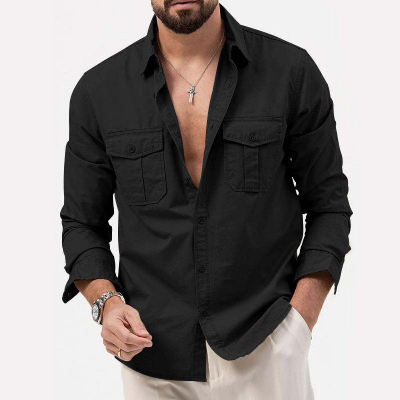 Ashley® | Men's casual shirt with long sleeves