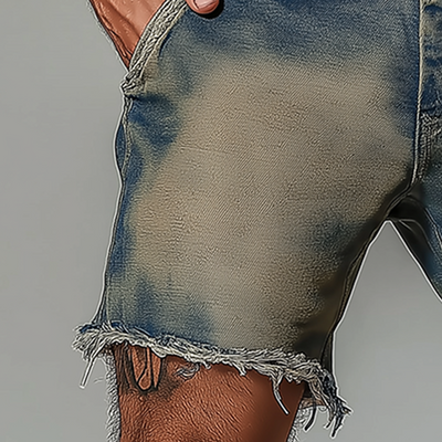 Tyrell | Men'S Summer Fashion Washed Raw Edge Distressed Denim Shorts