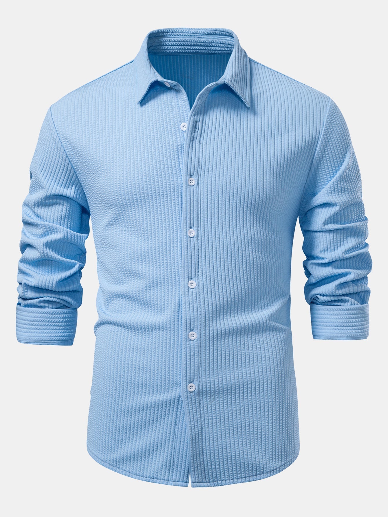 Kalil® | Long Sleeve Muscle Fit Ribbed Button Up Shirt